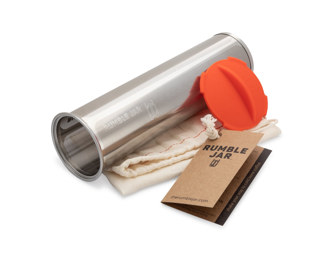 Rumble Jar half gallon cold brew coffee filter with red cap