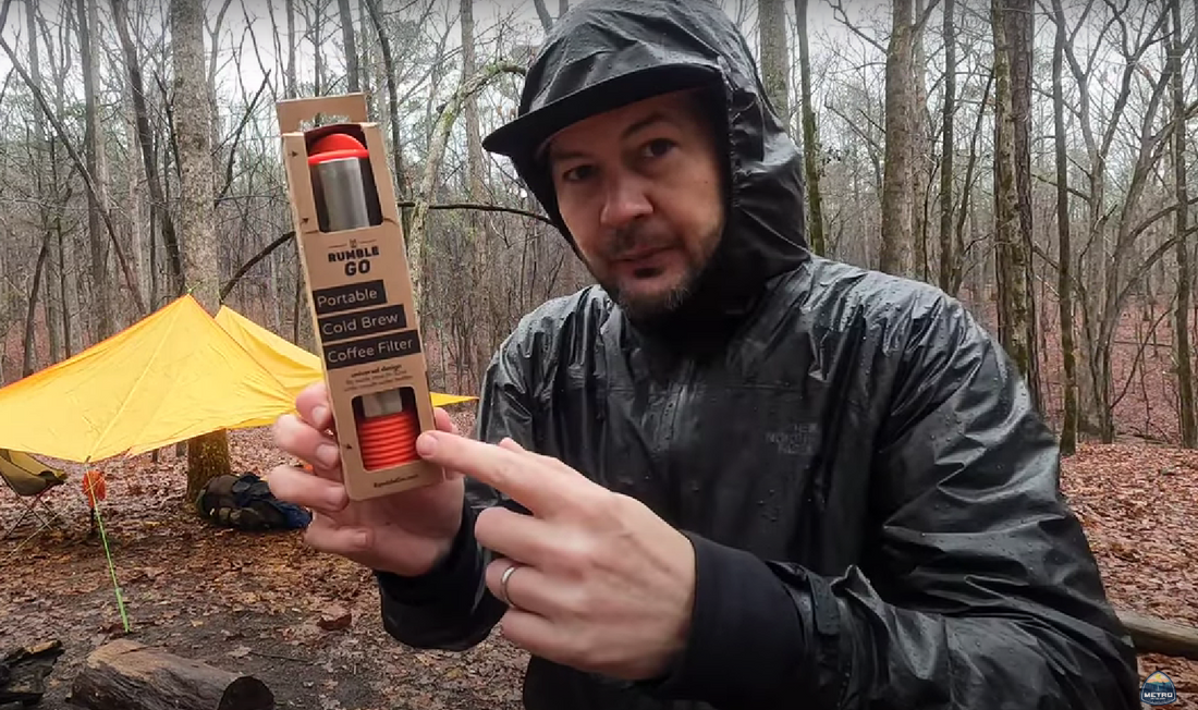 Andrew Miller from Metro on the Move Youtube channel reviewing Rumble Go while camping