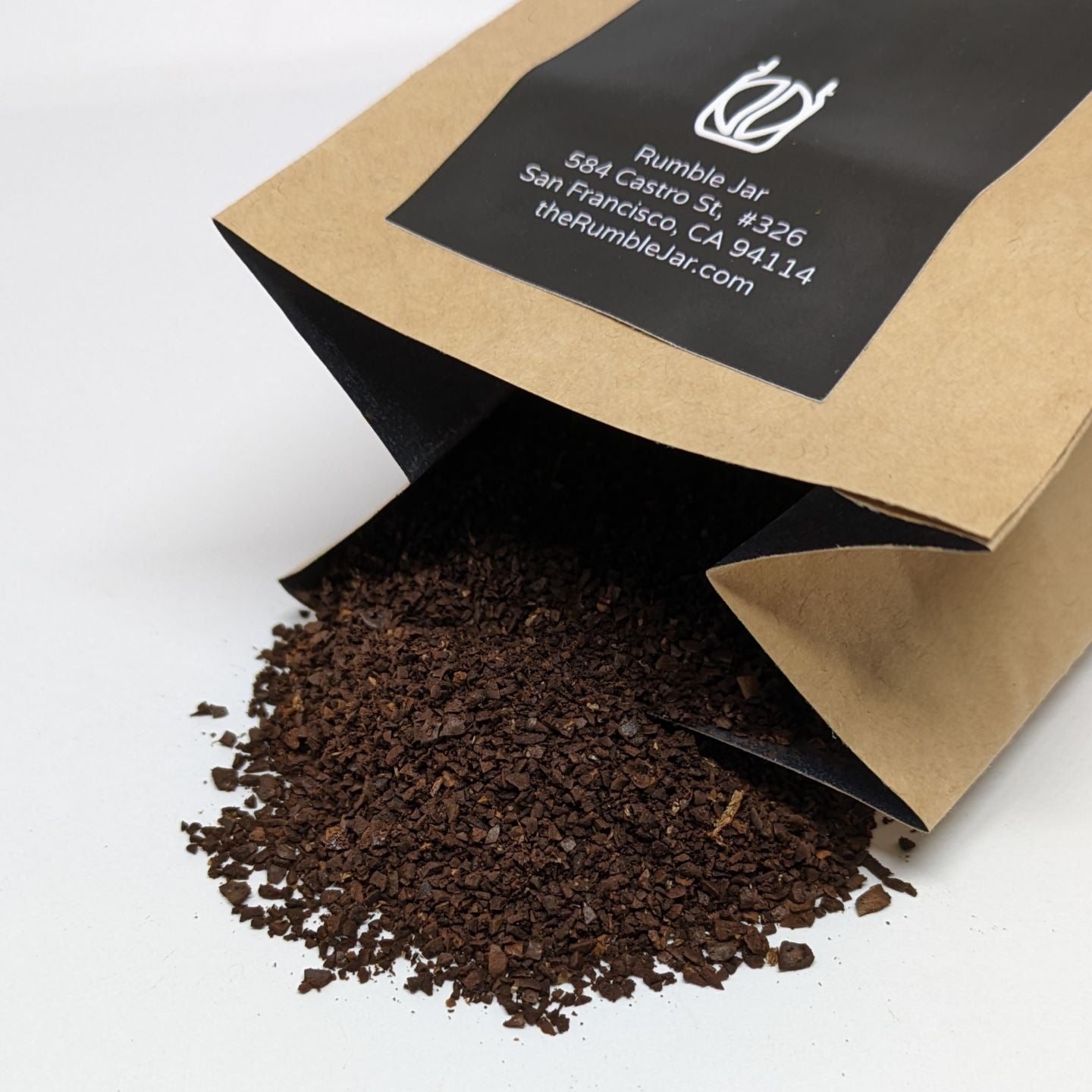 Close-up of coarse grounds in bag