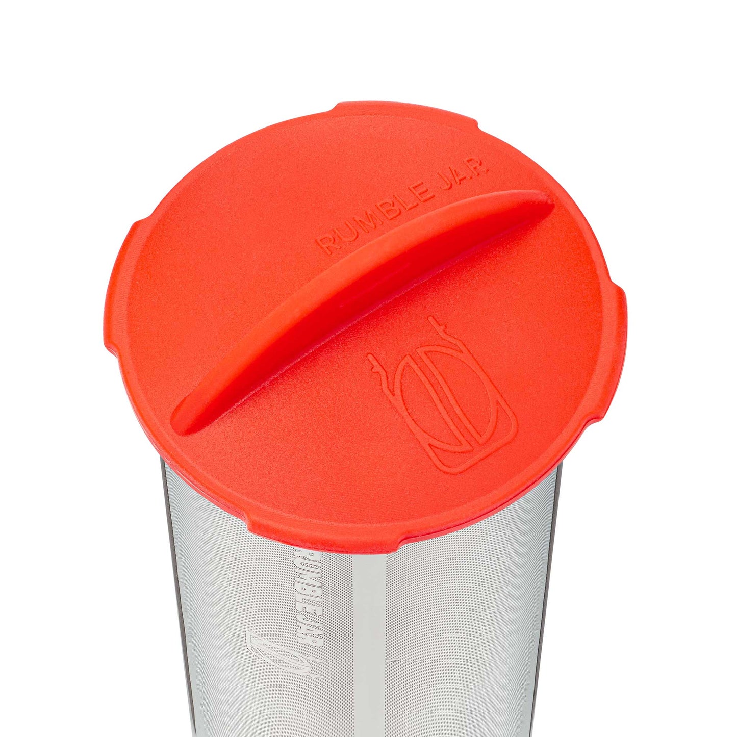 Rumble Jar's silicone cap in the orangey-red color