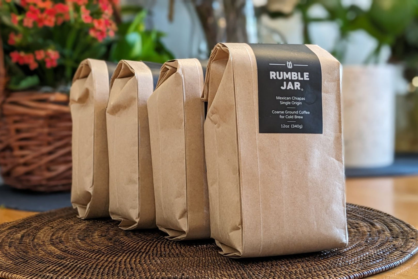 4 bags of Rumble Jar coarse ground coffee
