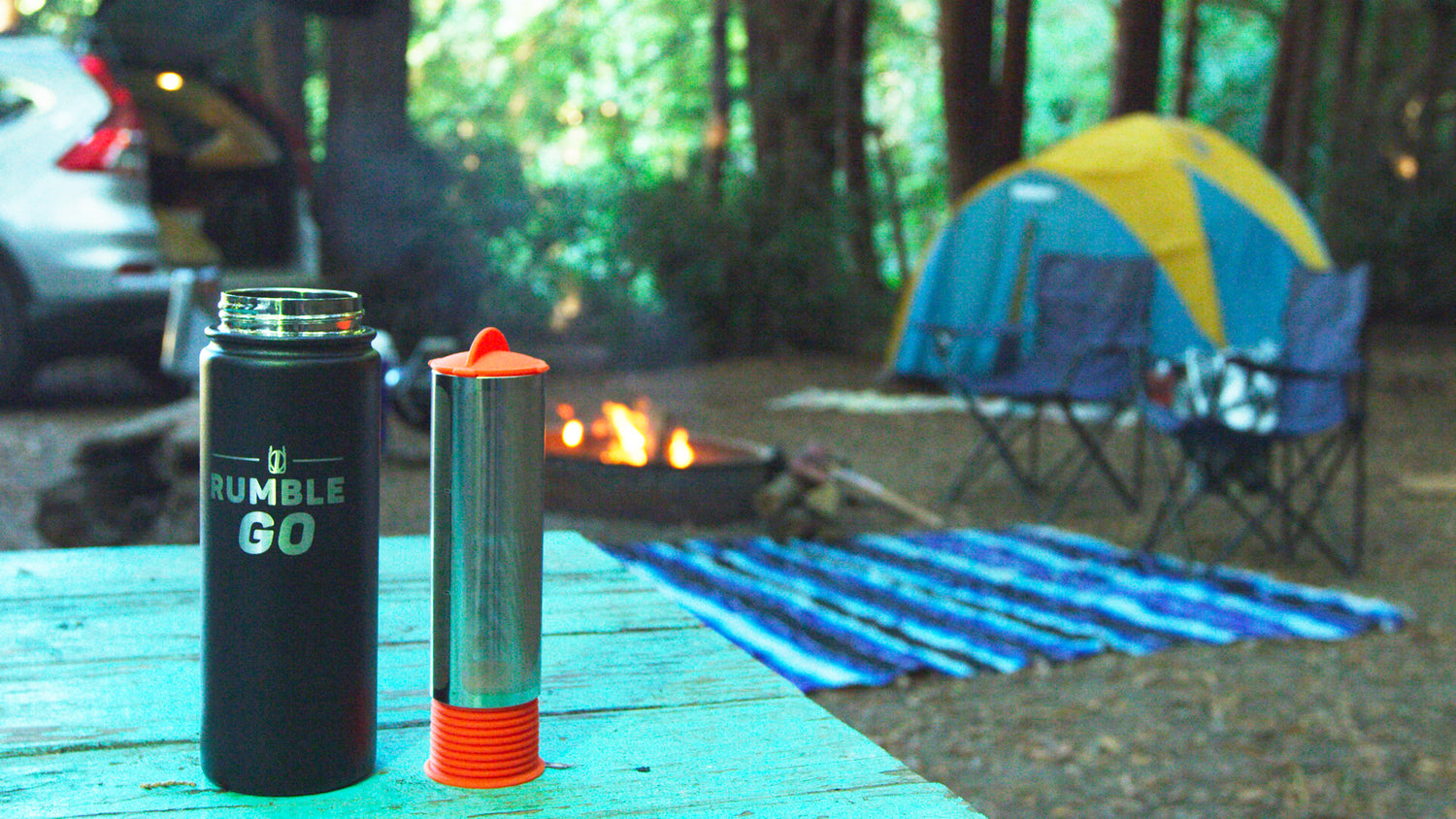 Rumble Go portable cold brew coffee filter works great for camping and outdoor activities