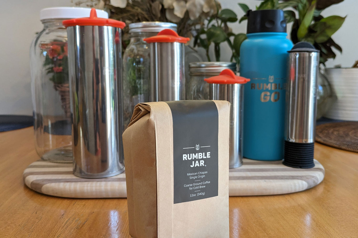 Rumble Jar coarse ground coffee with Rumble Jar filter family