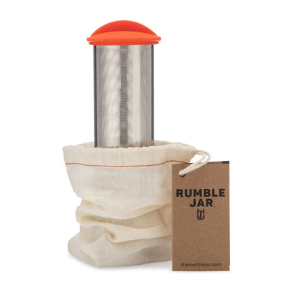 Rumble Jar 32oz filter with red cap in cotton filter bag